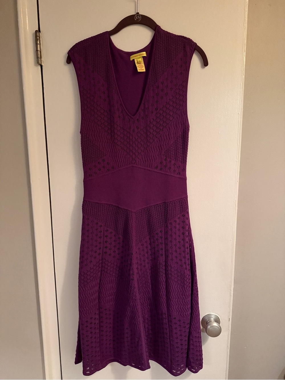 Catherine Malandrino Fuchsia Knit V-Neck Sleeveless Dress